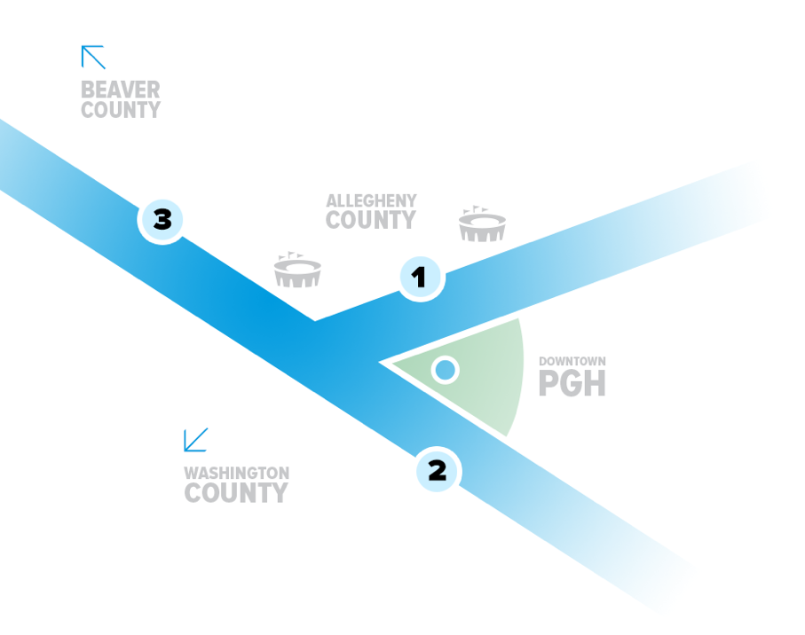 map of Pittsburgh's rivers